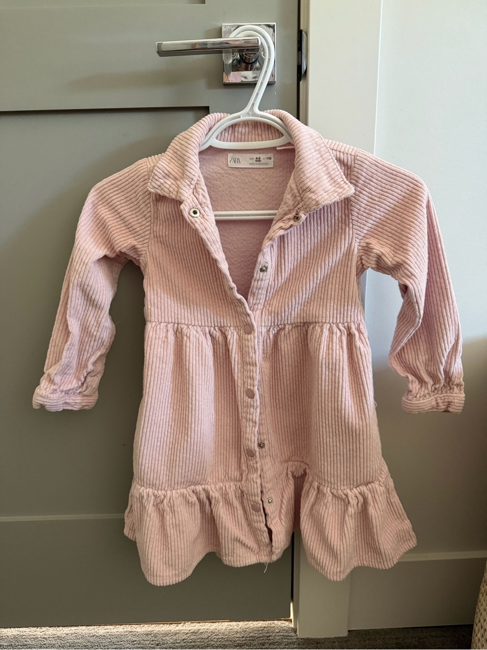 Zara Pink Corduroy Button-Front Dress